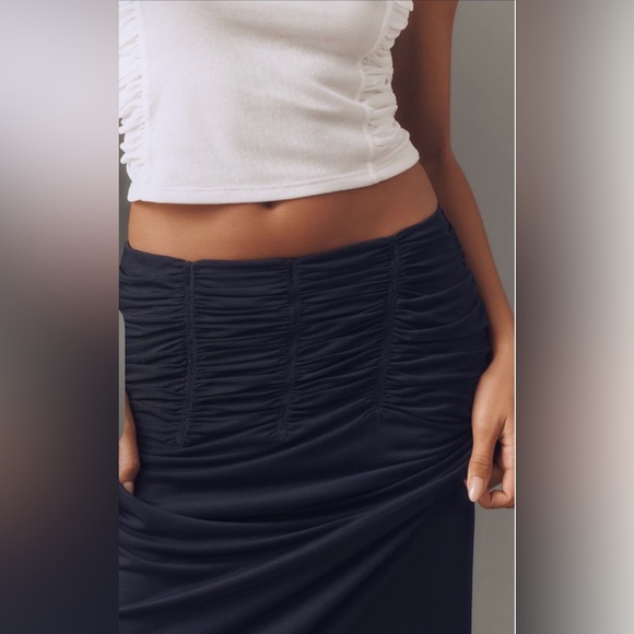 Maeve Ruched Yoke Column Maxi Skirt - Picture 3 of 5